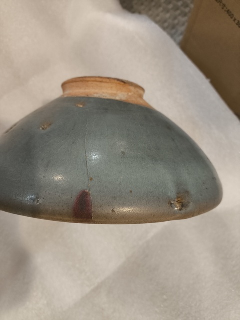 古玩陶瓷元代·天藍釉紅斑碗 真品鑒賞圖