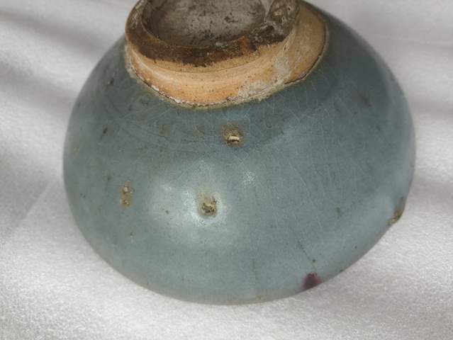 古玩陶瓷元代·天藍釉紅斑碗 真品鑒賞圖