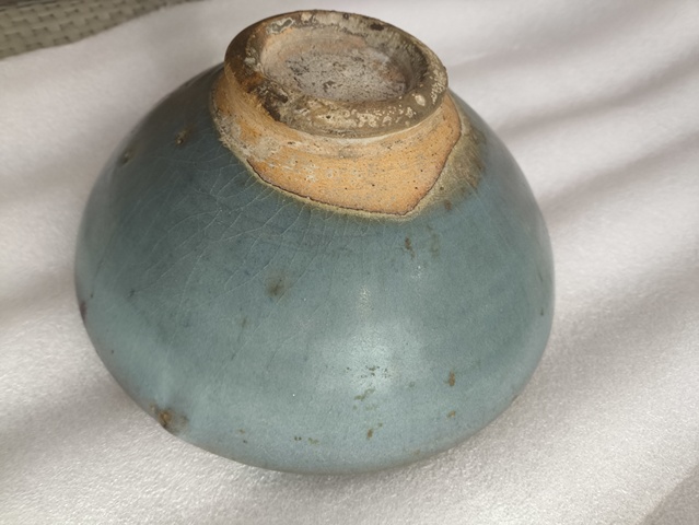 古玩陶瓷元代·天藍釉紅斑碗 真品鑒賞圖