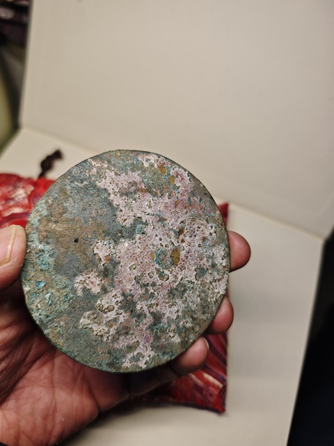 古玩銅器金代雙魚銅鏡青銅鏡真品鑒賞圖