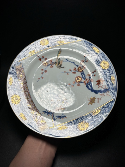 古玩陶瓷青花五彩花鳥(niǎo)紋盤真品鑒賞圖