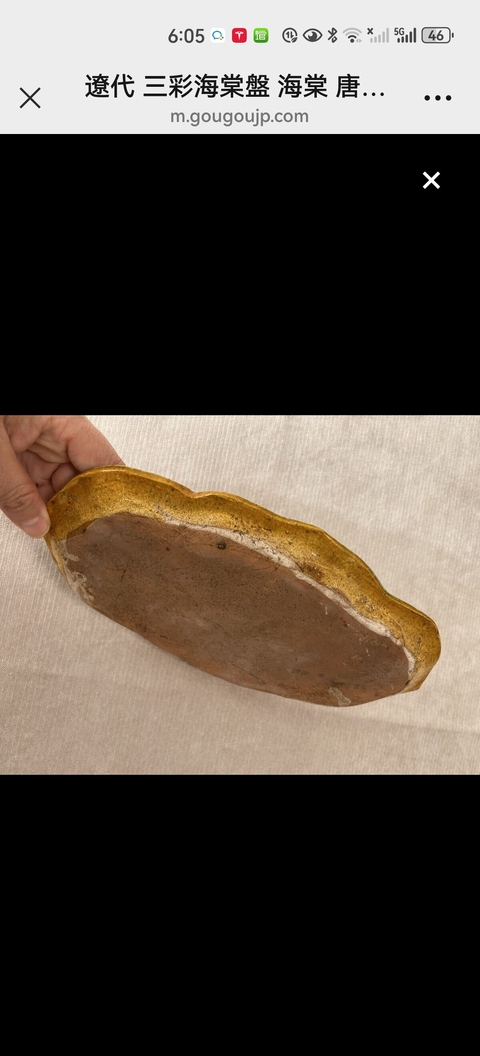 古玩陶瓷遼三彩花卉紋盤真品鑒賞圖