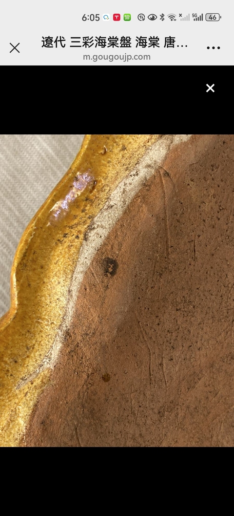 古玩陶瓷遼三彩花卉紋盤真品鑒賞圖