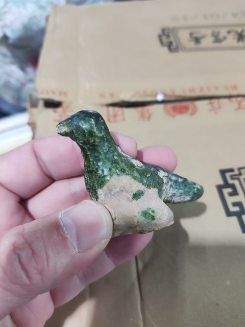 古玩陶瓷漢代綠釉陶鳥拍賣，當前價格588元