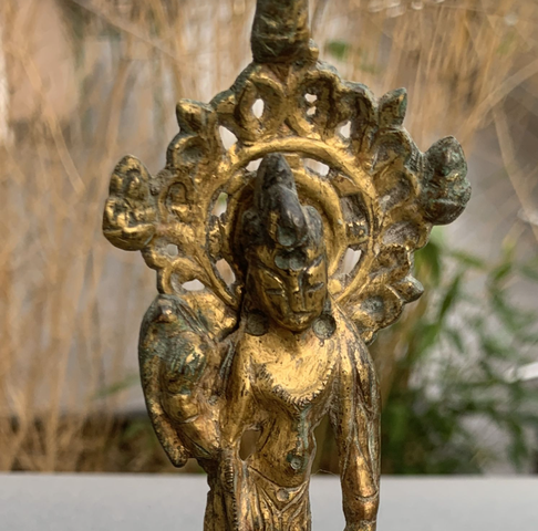 古玩銅器銅鎏金板凳佛真品鑒賞圖