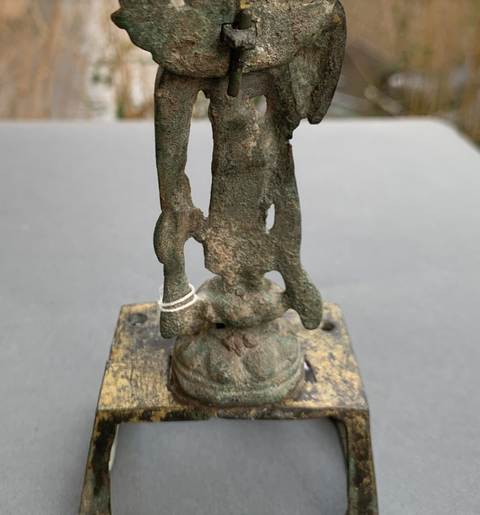 古玩銅器銅鎏金板凳佛真品鑒賞圖