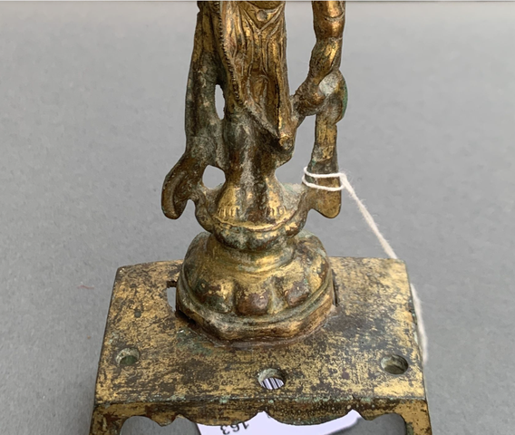 古玩銅器銅鎏金板凳佛真品鑒賞圖