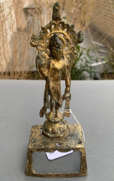 古玩銅器銅鎏金板凳佛真品鑒賞圖