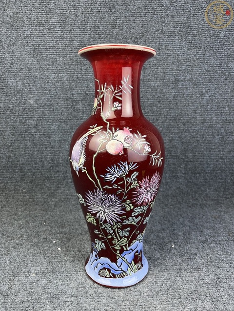 古玩陶瓷創匯·紅釉加彩花鳥紋觀音瓶 真品鑒賞圖