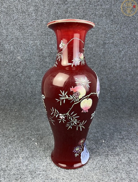 古玩陶瓷創匯·紅釉加彩花鳥紋觀音瓶 真品鑒賞圖