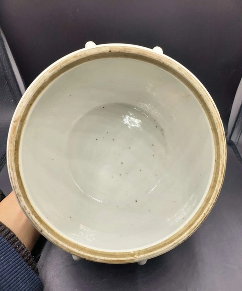 古玩陶瓷同治粉彩麒麟送子圖粥罐拍賣，當前價格1500元