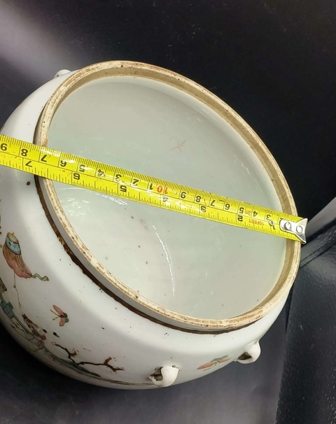 古玩陶瓷同治粉彩麒麟送子圖粥罐拍賣，當前價格1500元