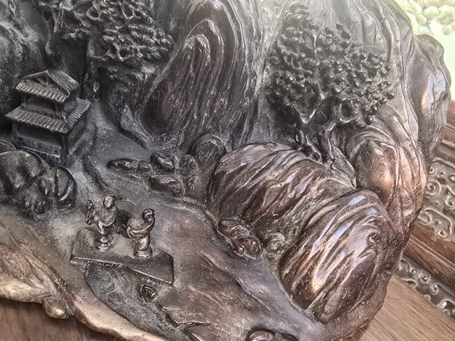 古玩雜項(xiàng)紫檀木雕山子真品鑒賞圖