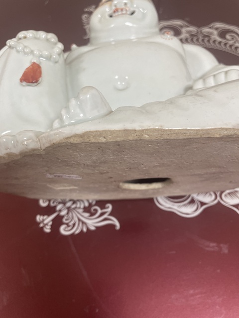 古玩陶瓷民國白釉彌勒造像真品鑒賞圖