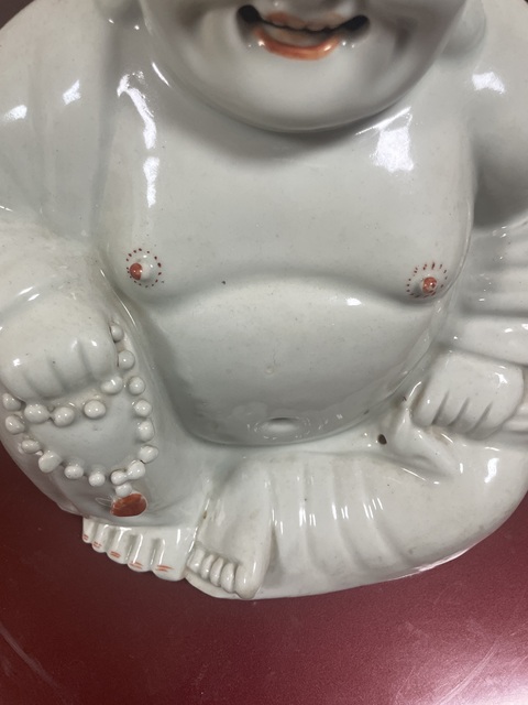 古玩陶瓷民國白釉彌勒造像真品鑒賞圖