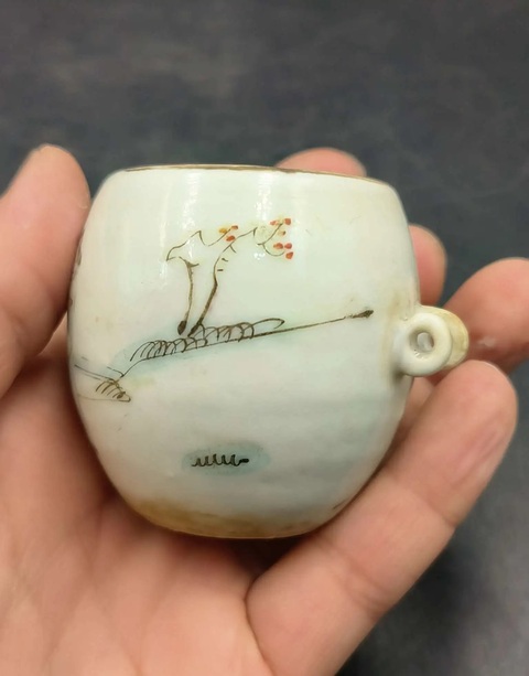 古玩陶瓷粉彩人物故事紋鳥食罐真品鑒賞圖