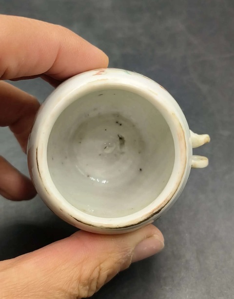 古玩陶瓷粉彩人物故事紋鳥食罐真品鑒賞圖