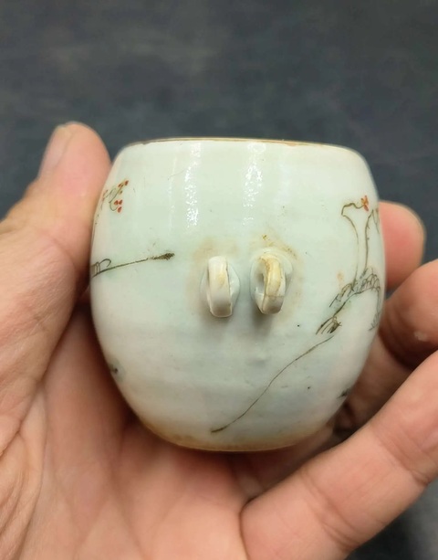 古玩陶瓷粉彩人物故事紋鳥食罐真品鑒賞圖