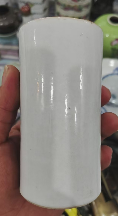 古玩陶瓷清同治?粉彩“魁星點斗”紋束腰筆筒拍賣，當前價格2300元