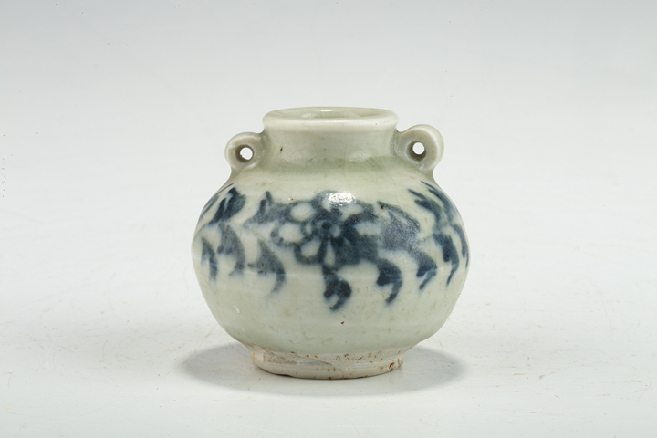 古玩陶瓷元·青花花卉紋雙系罐真品鑒賞圖