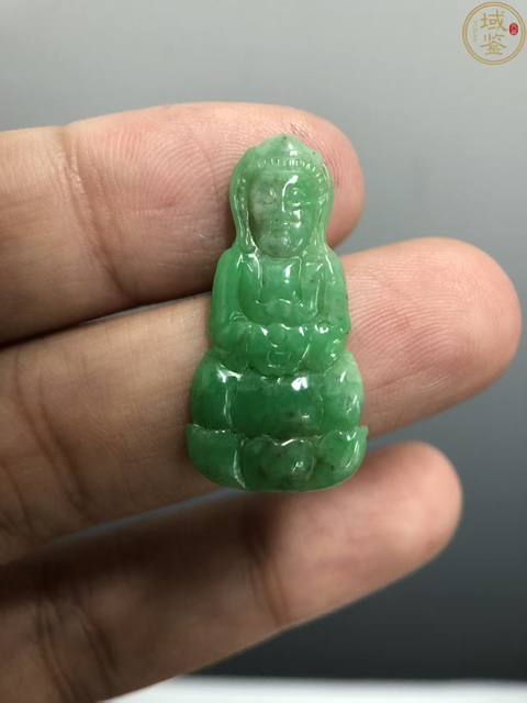 古玩玉器天然翡翠“觀音掛件”真品鑒賞圖