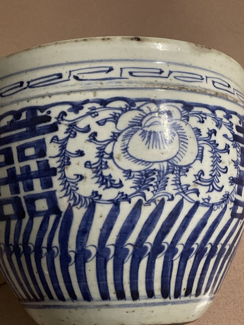 古玩陶瓷晚清青花卷缸真品鑒賞圖