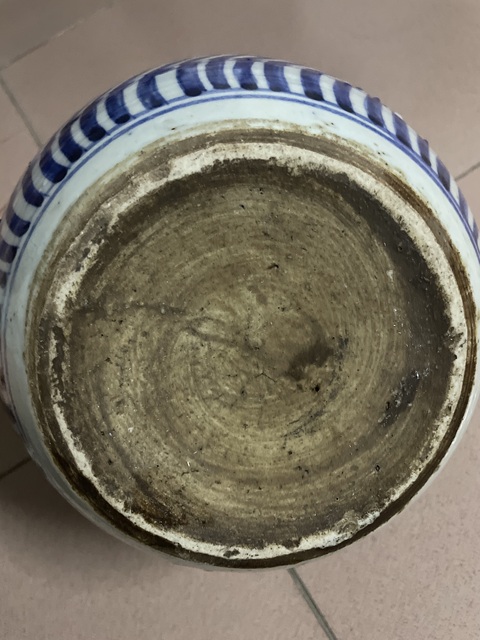 古玩陶瓷晚清青花卷缸真品鑒賞圖