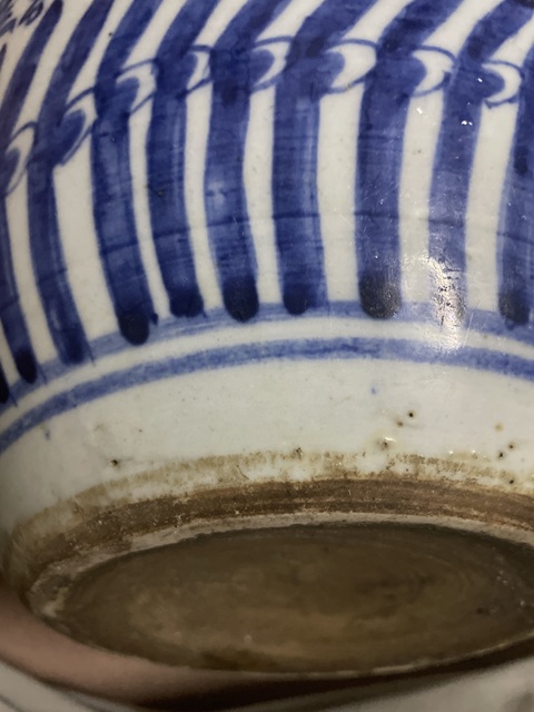 古玩陶瓷晚清青花卷缸真品鑒賞圖