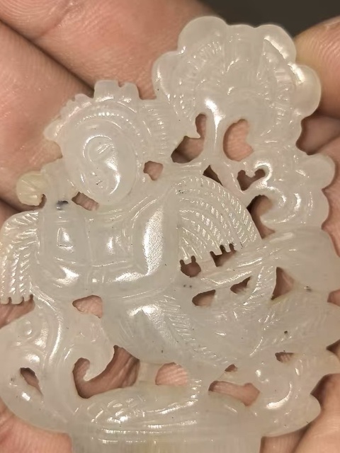 古玩玉器仿古玉人物鏤空佩真品鑒賞圖