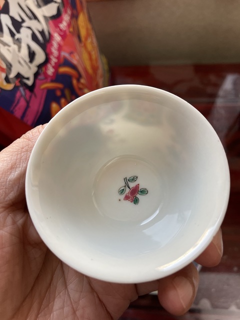 古玩陶瓷清·粉彩如意花卉紋杯碟一套 真品鑒賞圖