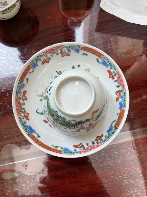 古玩陶瓷雍正·粉彩博古花卉紋杯碟一套 真品鑒賞圖