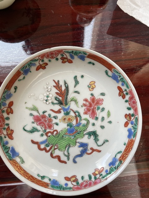 古玩陶瓷雍正·粉彩博古花卉紋杯碟一套 真品鑒賞圖