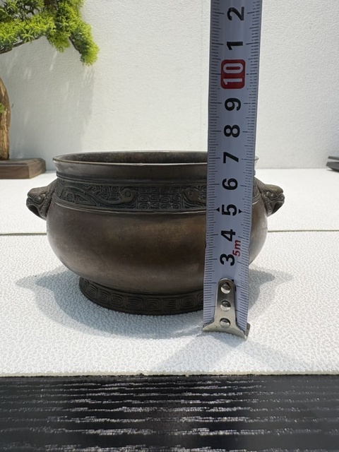 古玩銅器錦邊獅耳爐真品鑒賞圖