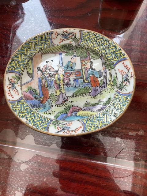 古玩陶瓷晚清·廣彩人物故事紋橢圓盤 真品鑒賞圖