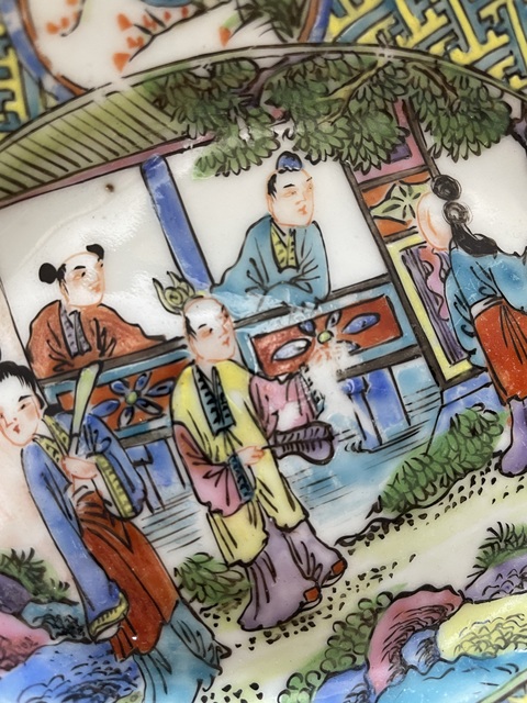 古玩陶瓷晚清·廣彩人物故事紋橢圓盤 真品鑒賞圖