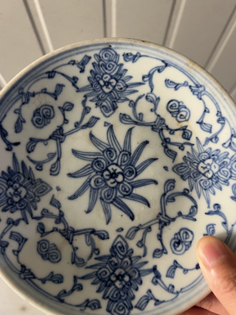 古玩雜項青花太陽花卉紋盤真品鑒賞圖