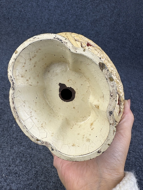 古玩雜項銅胎剔紅人物故事海棠瓶真品鑒賞圖