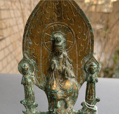 古玩銅器銅鎏金觀音像真品鑒賞圖