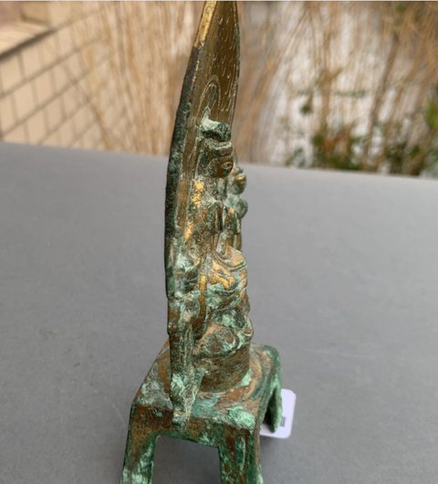 古玩銅器銅鎏金觀音像真品鑒賞圖