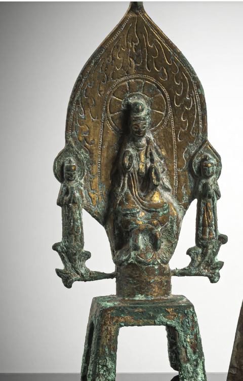 古玩銅器銅鎏金觀音像真品鑒賞圖