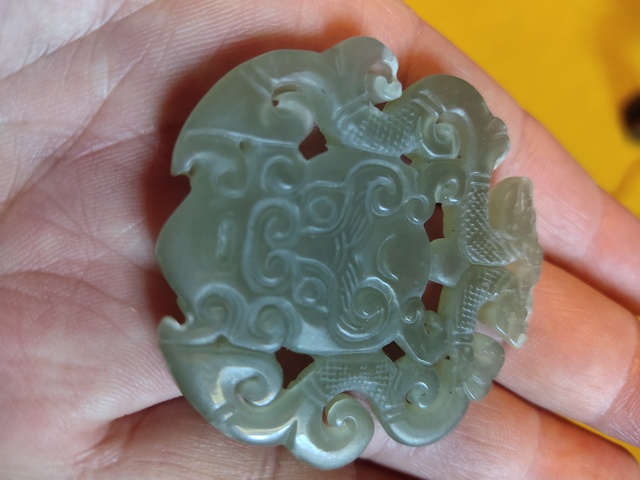 古玩玉器雙龍佩真品鑒賞圖