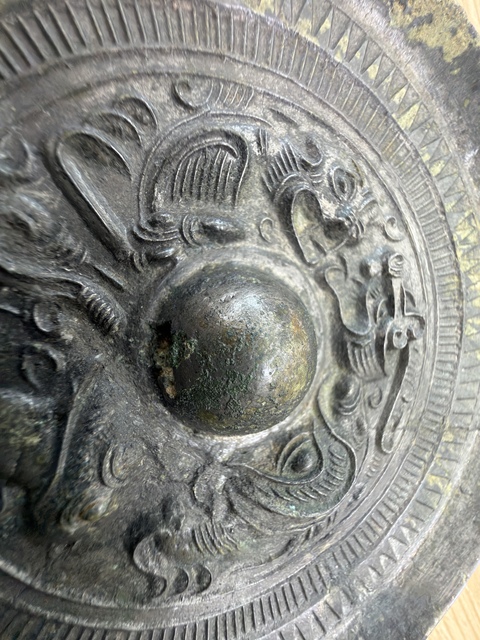 古玩雜項漢代龍虎對持鏡真品鑒賞圖