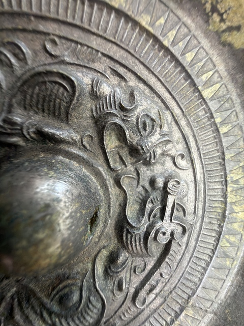 古玩雜項漢代龍虎對持鏡真品鑒賞圖