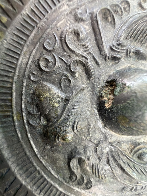 古玩雜項漢代龍虎對持鏡真品鑒賞圖