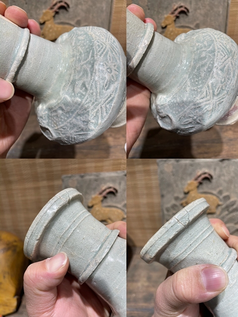 古玩陶瓷云市窯花卉紋盤口瓶真品鑒賞圖