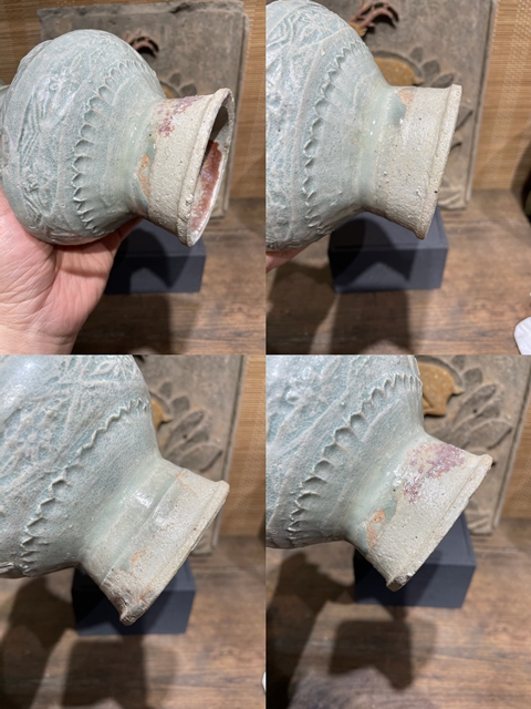 古玩陶瓷云市窯花卉紋盤口瓶真品鑒賞圖