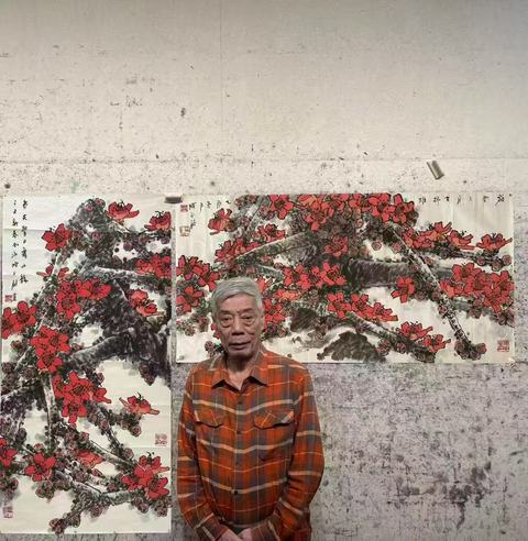 古玩字畫陳永鏘木棉花橫披真品鑒賞圖