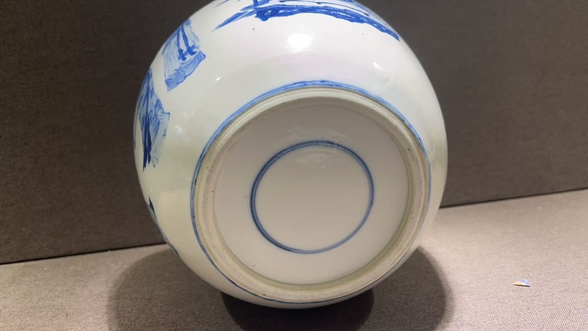 古玩陶瓷青花人物故事罐真品鑒賞圖