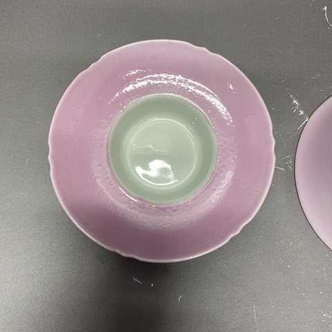 古玩陶瓷胭脂紅釉三才蓋杯真品鑒賞圖