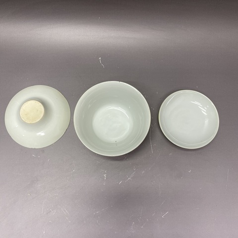 古玩陶瓷黃釉三才蓋杯真品鑒賞圖